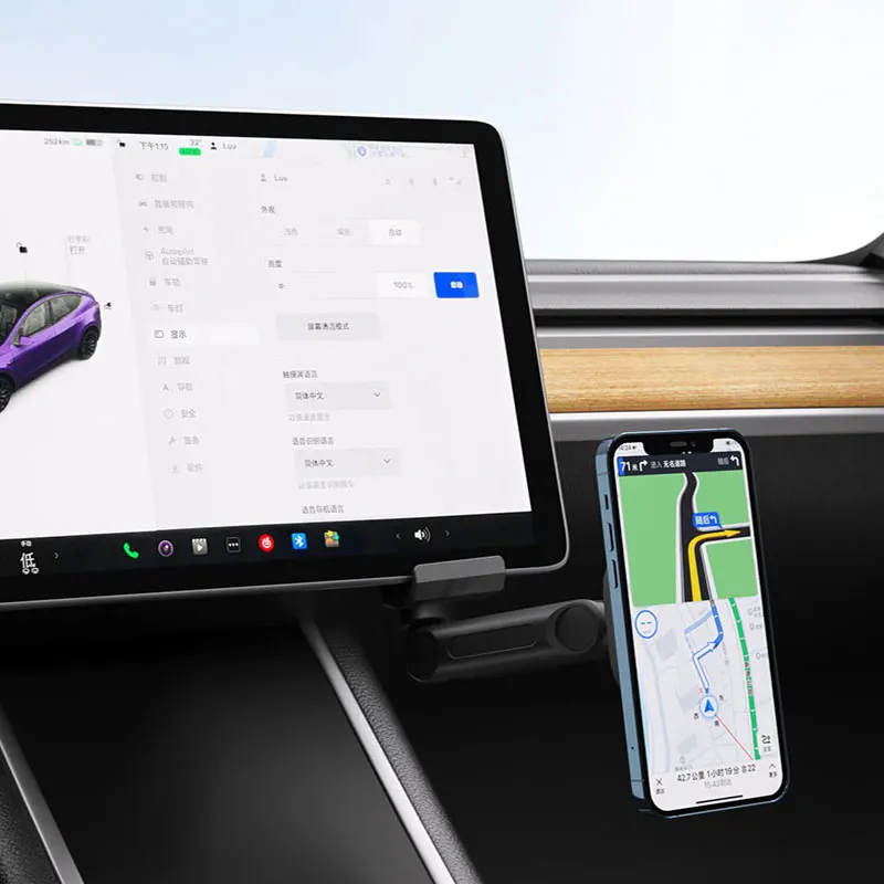 Mobiliojo telefono laikiklio prailginimo svirtis Tesla Model 3 Y belaidis 15W automobilinis belaidis įkroviklis Nuotrauka 1