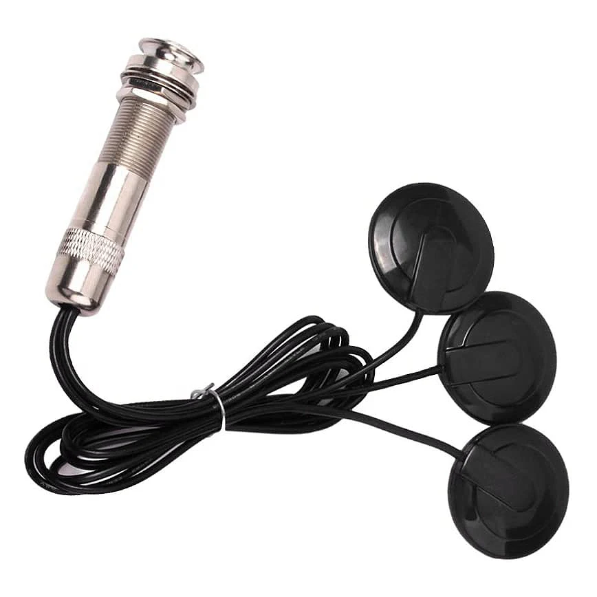 Guitar Pickup Piezo Contact Microphone Pickup 3 keitiklio paėmimo sistema akustiniam 6,35 mm lizdui (juoda) Nuotrauka 4