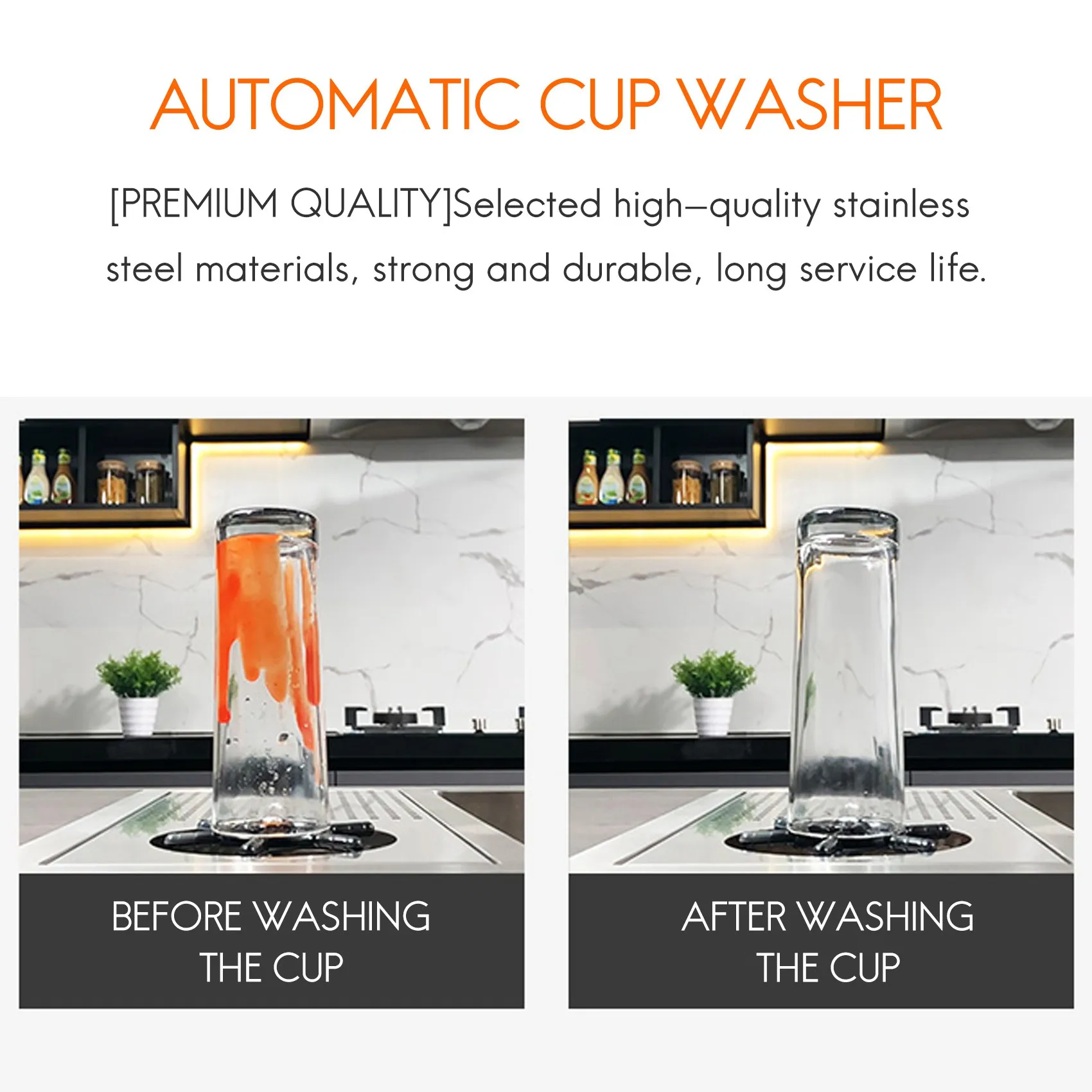 puodelių poveržlė, nerūdijančio plieno automatinė puodelių plovimo mašina stiklo valymas skalavimo baro skalavimo priemonė stiklo skalavimo priemonė, virtuvės kriauklės priedai Nuotrauka 2