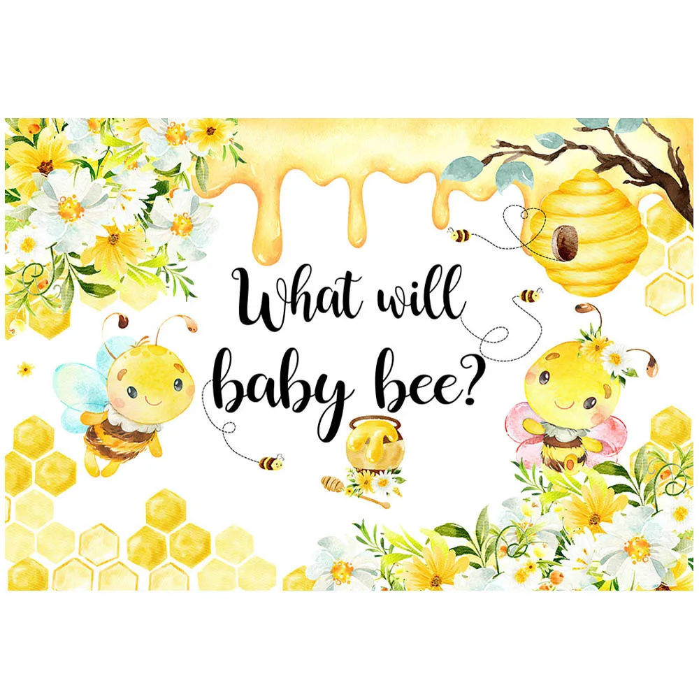 Mocsicka Sweet Bee Naujagimio lytis Atskleisti fotografijos fonus Kūdikio dušas Koks bus kūdikis Nuotraukų fonas Dekoro reklamjuostės rekvizitai Nuotrauka 3