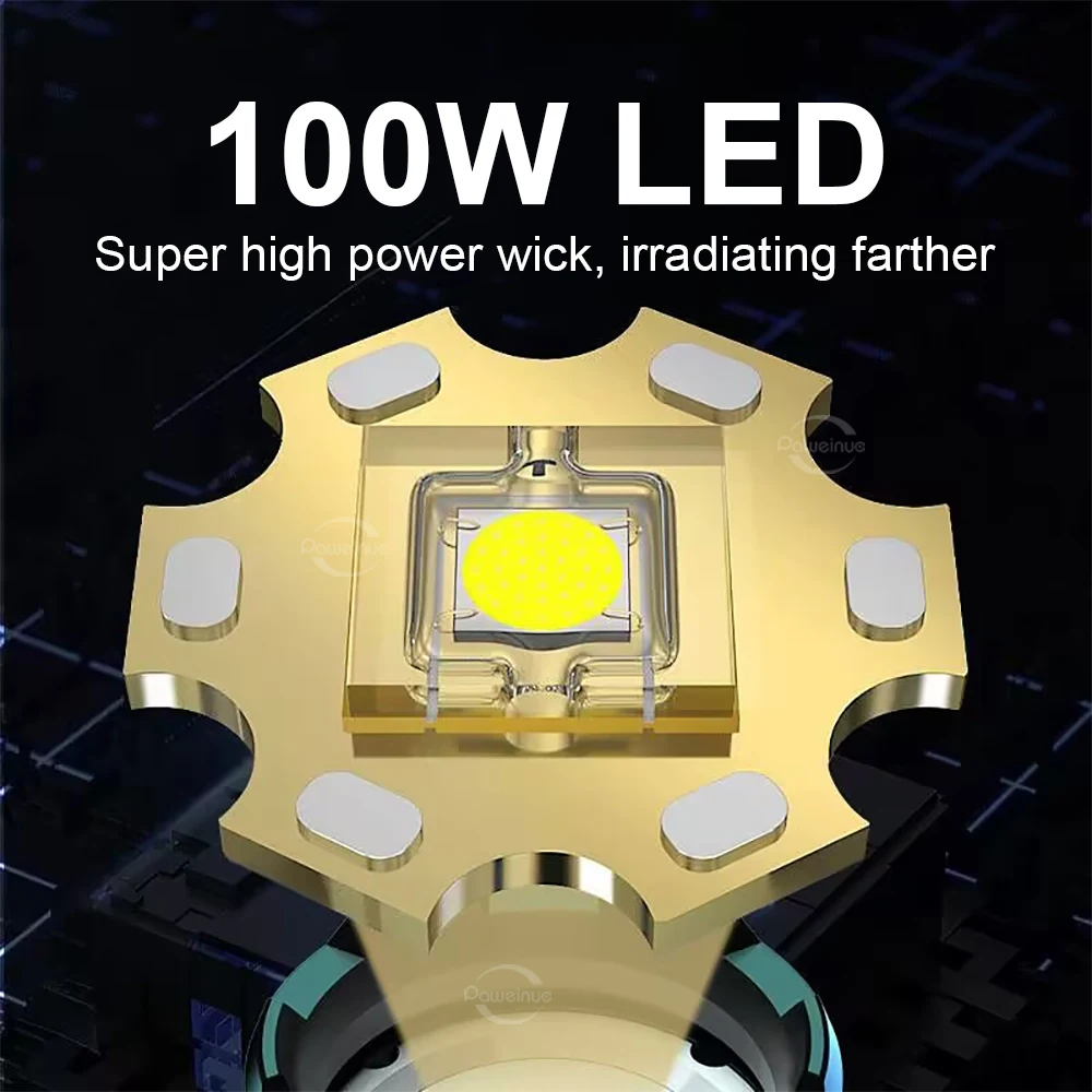 Didelės galios 100W LED priekinis žibintas IR jutiklio darbo žibintai Vandeniui atsparus priekinis žibintas Įkraunamas USB galvutės žibintuvėlis Žvejyba 18650 Priekinė lempa Nuotrauka 1