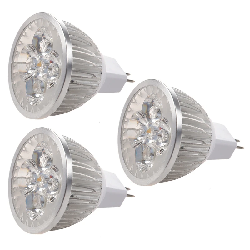 3Vnt 4 x 1W GU5.3 MR16 12V šiltai balta LED lempos lemputės prožektorius Nuotrauka 0
