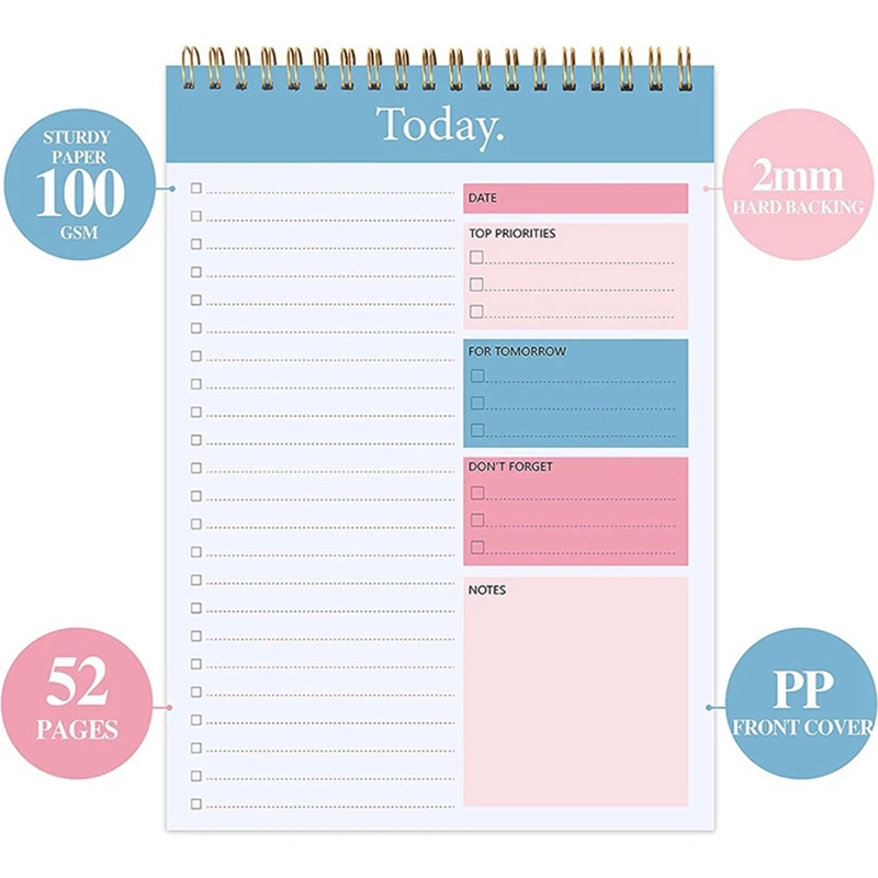 2 Piece Do List Notepad Planner Notebook Kaip parodyta popierinė savaitės planavimo priemonė Daily Task Pad Produktyvumo užrašų organizatorius Nuotrauka 3