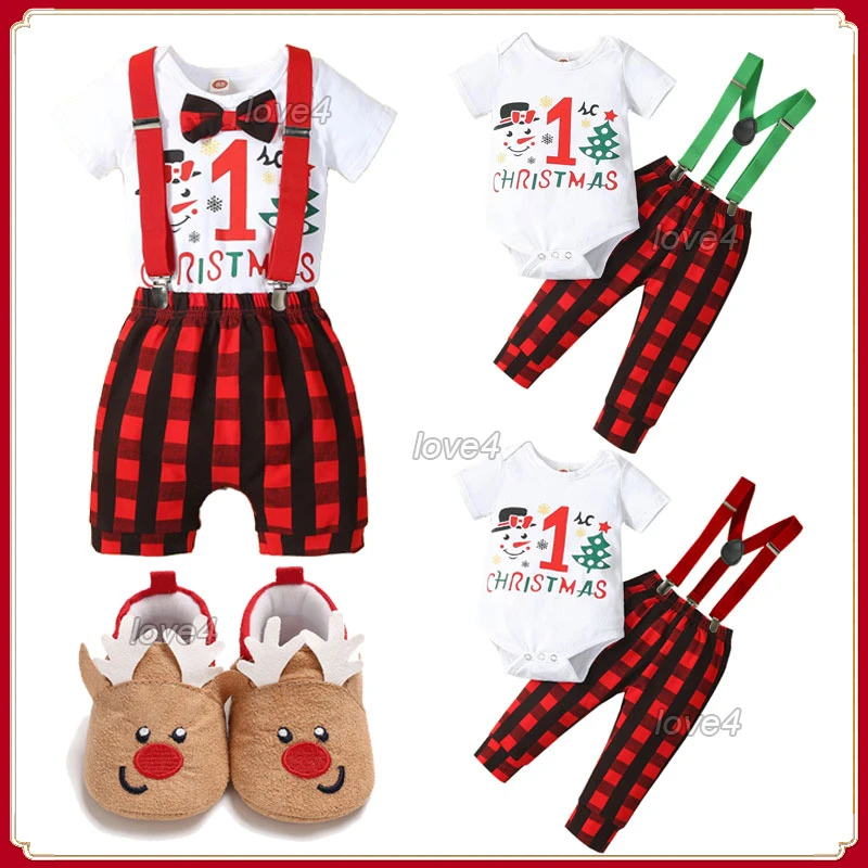 Baby Onesie Christmas Romper Santa Baby Boys Girls Kūdikių drabužių komplektas 0-24M Kalėdų senelio kostiumas Mažylio drabužiai kūdikiui berniukui Nuotrauka 0