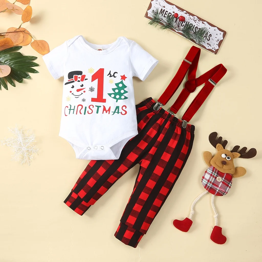 Baby Onesie Christmas Romper Santa Baby Boys Girls Kūdikių drabužių komplektas 0-24M Kalėdų senelio kostiumas Mažylio drabužiai kūdikiui berniukui Nuotrauka 2
