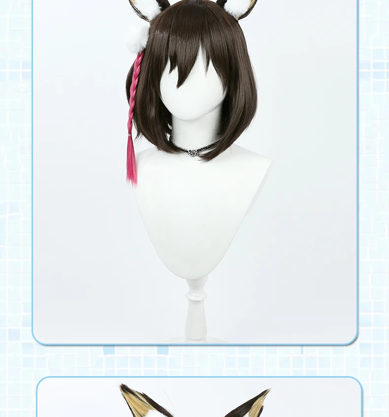 Anime Blue Archive Kuda Izuna Wig Ears Girls Normal Cosplay Blonde Long Straight Ponytail Karščiui atsparūs plaukai Nuotrauka 4