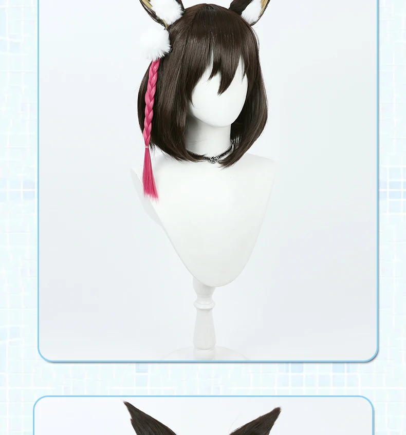 Anime Blue Archive Kuda Izuna Wig Ears Girls Normal Cosplay Blonde Long Straight Ponytail Karščiui atsparūs plaukai Nuotrauka 5