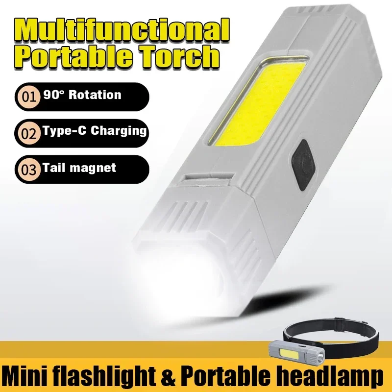 Mini COB LED žibintuvėlis Nešiojamas 90° reguliavimas Stiprus šviesos žibintas Darbo žibintas Žvejybos žibintas Medžioklės lempa Žibintuvėlis Žibintuvėlis Nuotrauka 0