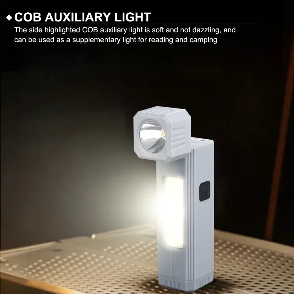 Mini COB LED žibintuvėlis Nešiojamas 90° reguliavimas Stiprus šviesos žibintas Darbo žibintas Žvejybos žibintas Medžioklės lempa Žibintuvėlis Žibintuvėlis Nuotrauka 2