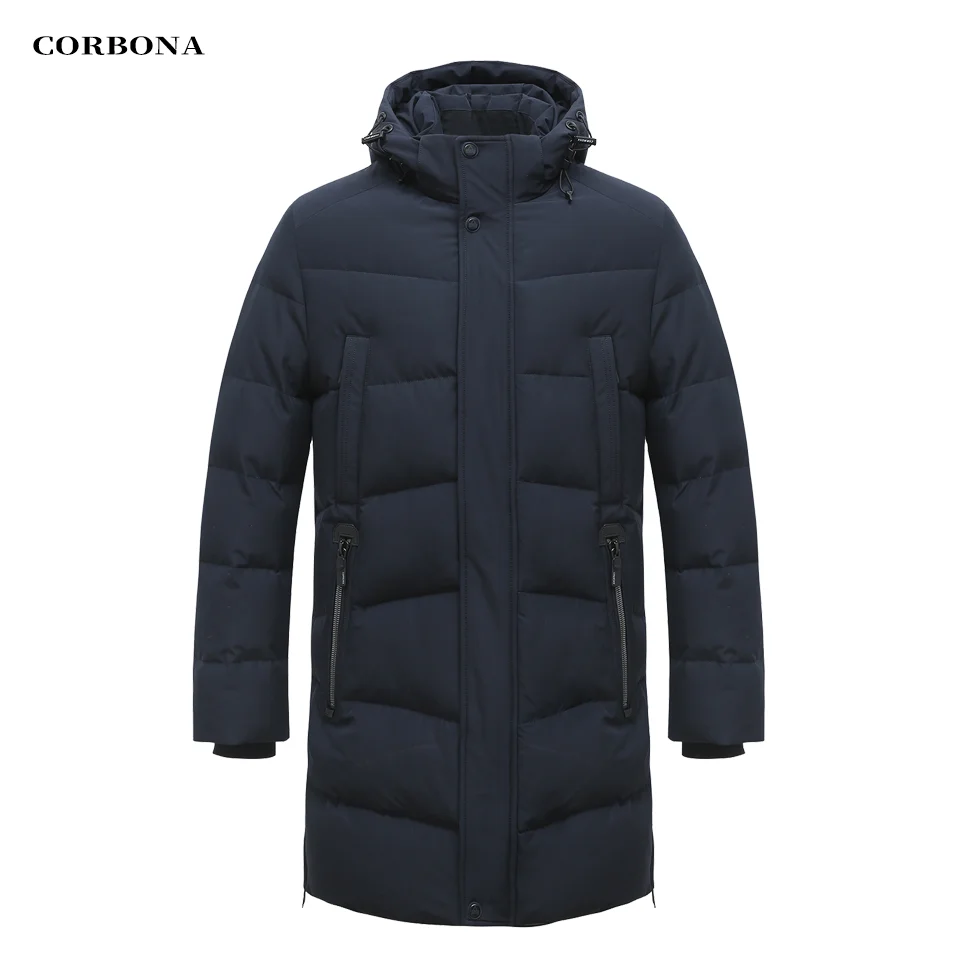 CORBONA 2023 NewArrival Winter Autumn Vyriškas paltas Ilgo stiliaus striukė Vyriški Navy mėlyni drabužiai Mada Casual High-End Cotton Parka Nuotrauka 0