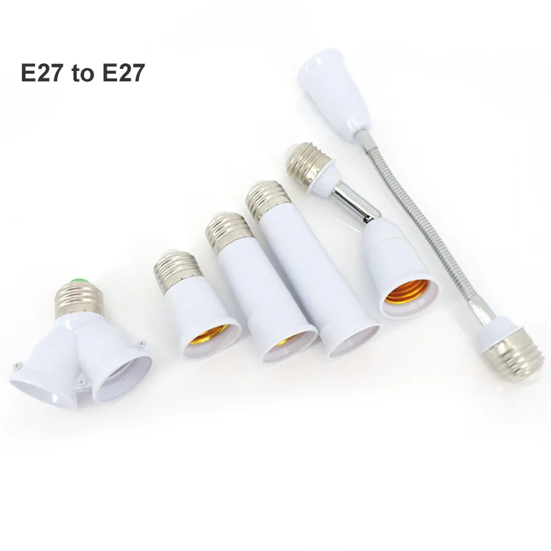 E27 į E27 lempos pagrindo keitiklis Lempos laikiklio ilgintuvas 2 E27 lempos lizdo adapterio antipirenas LED lemputei Nuotrauka 1