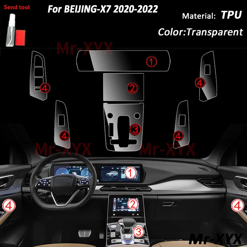 skirta BEIJING X7 2022 2021 Pavarų dėžės skydelio navigacija Automobilių salono ekrano apsauginė plėvelė TPU apsauga nuo įbrėžimų lipduko apsauga Nuotrauka 1