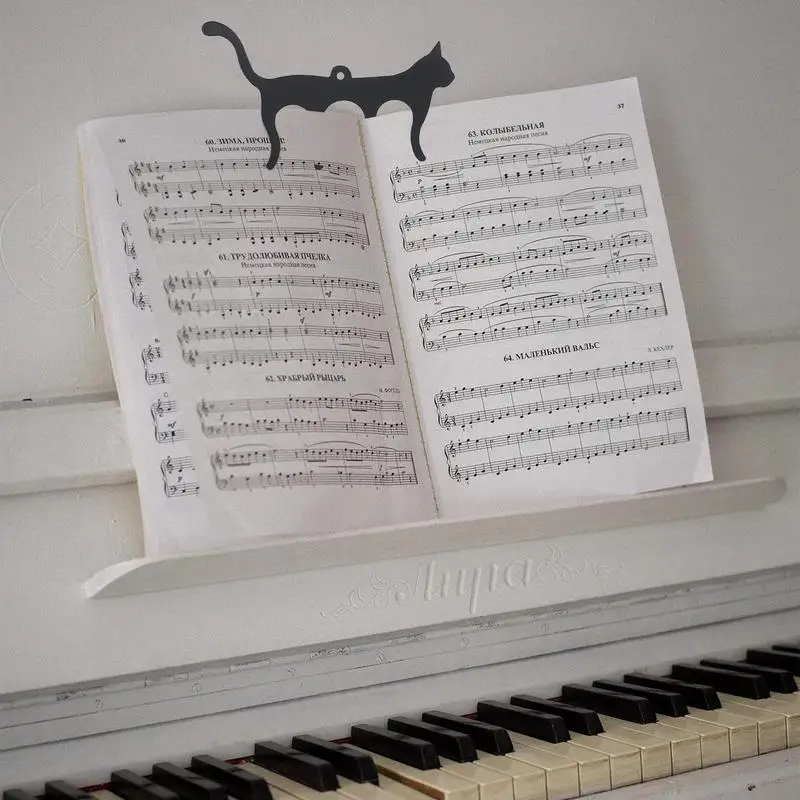 Muzikos knygų klipai fortepijonui smuiko stovas su katės formos metalo natų knygos klipu ir puslapio laikikliu natų stovui Nuotrauka 4