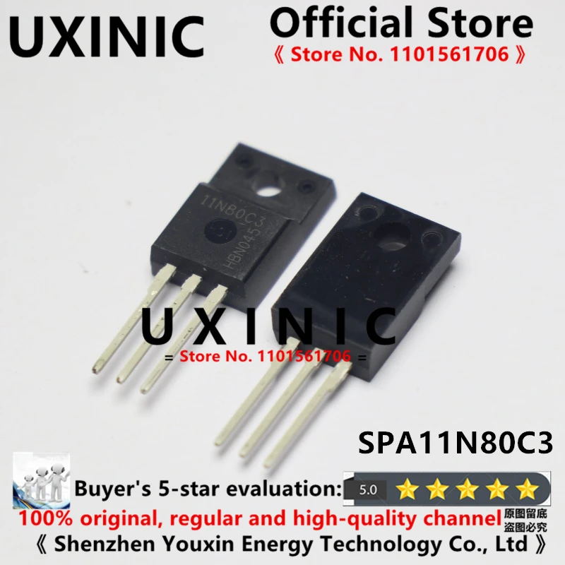 UXINIC 100% Naujas importuotas originalus SPA11N80C3 11N80C3 TO-220F Tranzistorius Nuotrauka 0