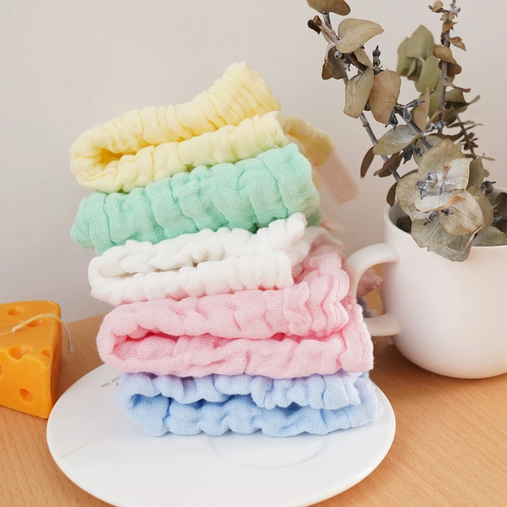 Kangobaby #My Soft Life# 5vnt Pack Breathable Muslin Cotton Baby Face Towel Plain Color naujagimio šluostė 25x25cm Nuotrauka 5