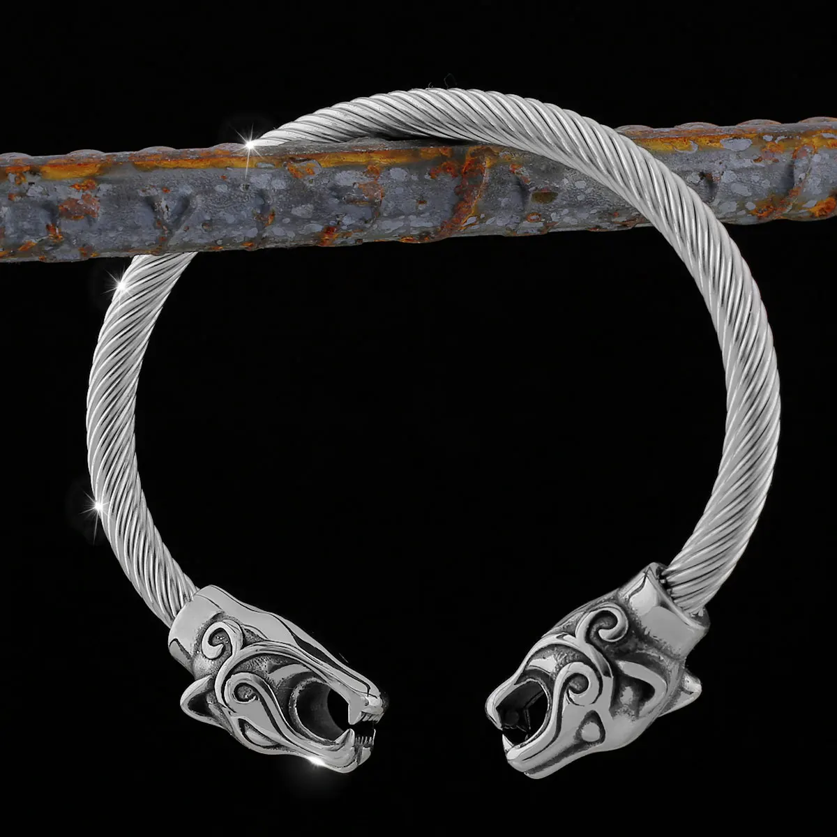 Naujas dizainas Kūrybinė retro nerūdijančio plieno vyriška vikingų gyvūnų apyrankė Mada Hip Hop Šiaurės šalių amuleto apyrankė Papuošalai Papuošalai Nuotrauka 2