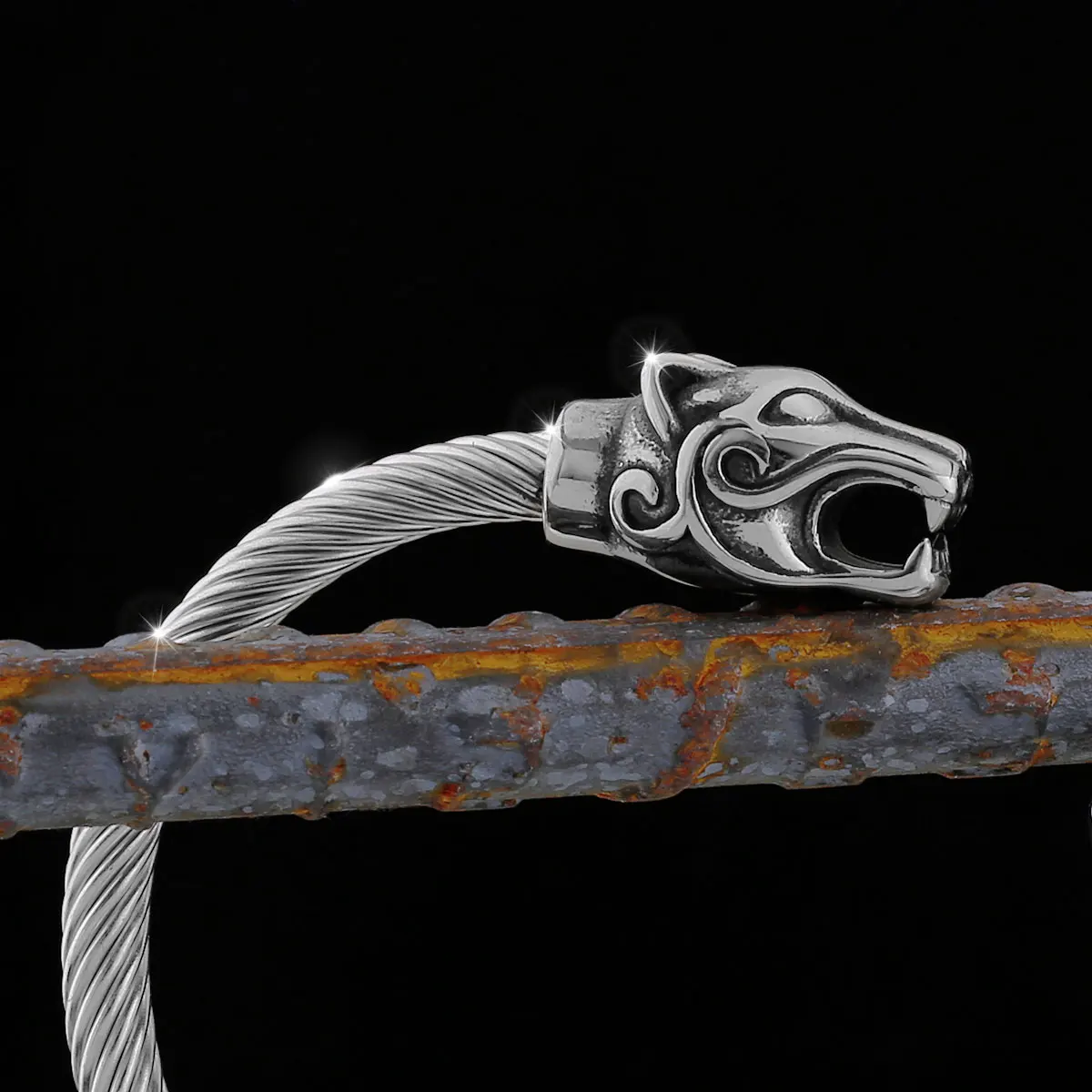 Naujas dizainas Kūrybinė retro nerūdijančio plieno vyriška vikingų gyvūnų apyrankė Mada Hip Hop Šiaurės šalių amuleto apyrankė Papuošalai Papuošalai Nuotrauka 5