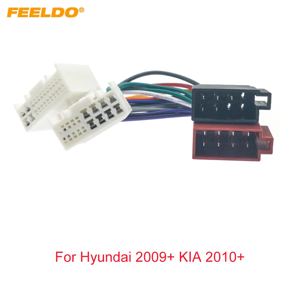 FEELDO automobilio stereofoninis ISO laidyno adapteris, skirtas Hyundai 2009+ KIA 2010+ automatinis radijas ISO galvutės blokai Laidinis kabelis Nuotrauka 0