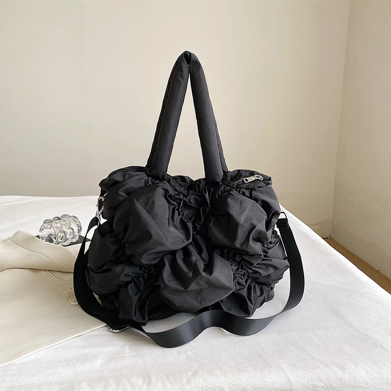 Aukštos kokybės nailoninis moteriškas krepšys Didelės talpos rankinė Plisuotas pečių krepšys 
