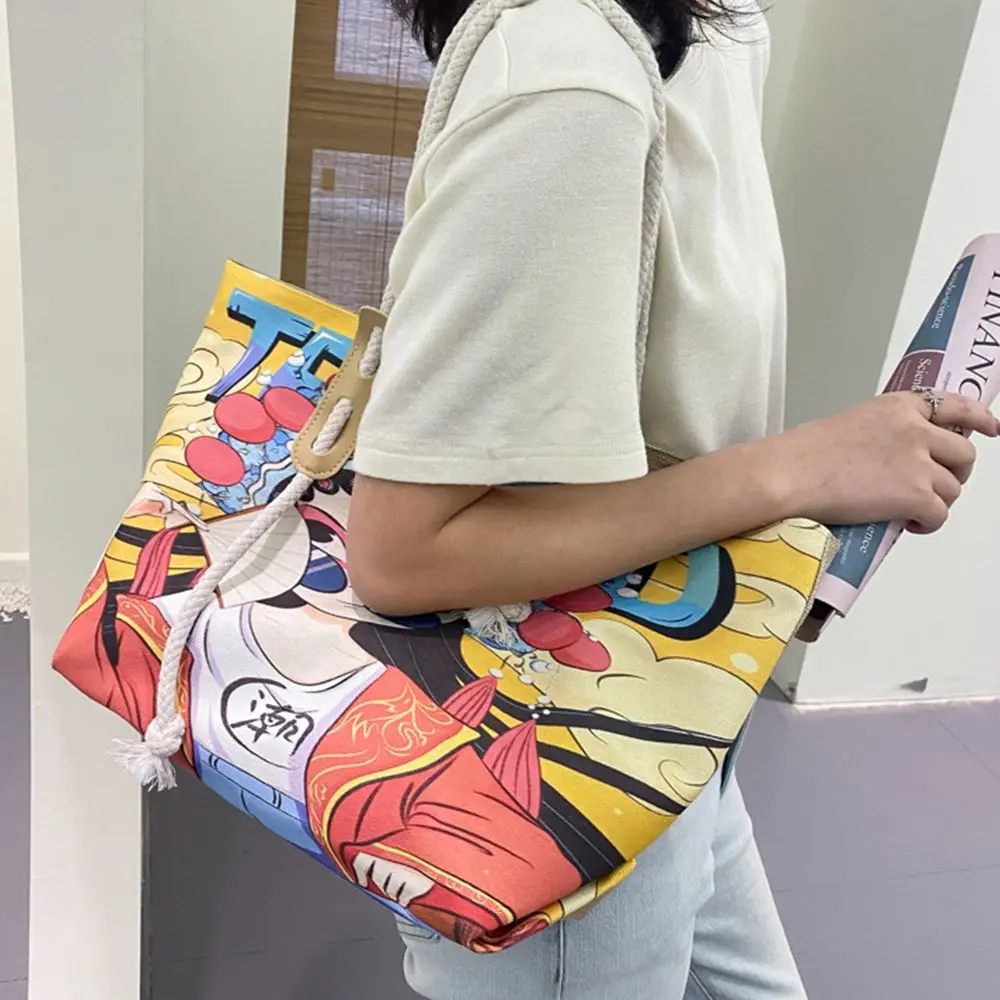 Kelionės lauke Braškių rankinė Animacinis filmas Dizainas Duona Korėjietiško stiliaus lininis krepšys Kompiuterio krepšys Moteriškas krepšys Didelės talpos krepšys Nuotrauka 2