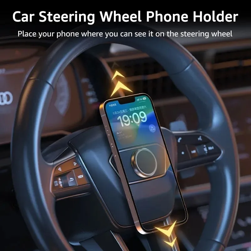 Magnetinis automobilio vairas Telefono laikiklis Išmaniojo telefono stovas Universalus stiprus magnetas Automobilio mobiliojo telefono laikiklis Palaiko GPS laikiklius Nuotrauka 2
