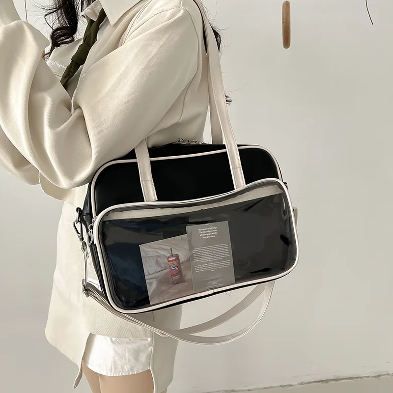 Japonų Harajuku Transparent JK rankinės Soft PU Leather itabag women 2023 New Tote Bags Shoulder Bag ita bag crossbody bags Nuotrauka 2