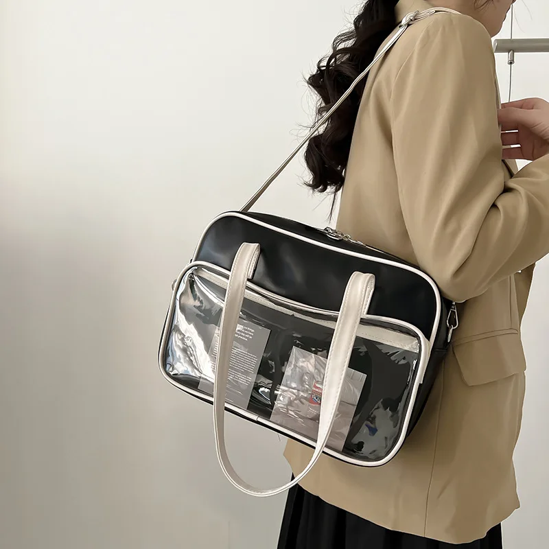 Japonų Harajuku Transparent JK rankinės Soft PU Leather itabag women 2023 New Tote Bags Shoulder Bag ita bag crossbody bags Nuotrauka 3
