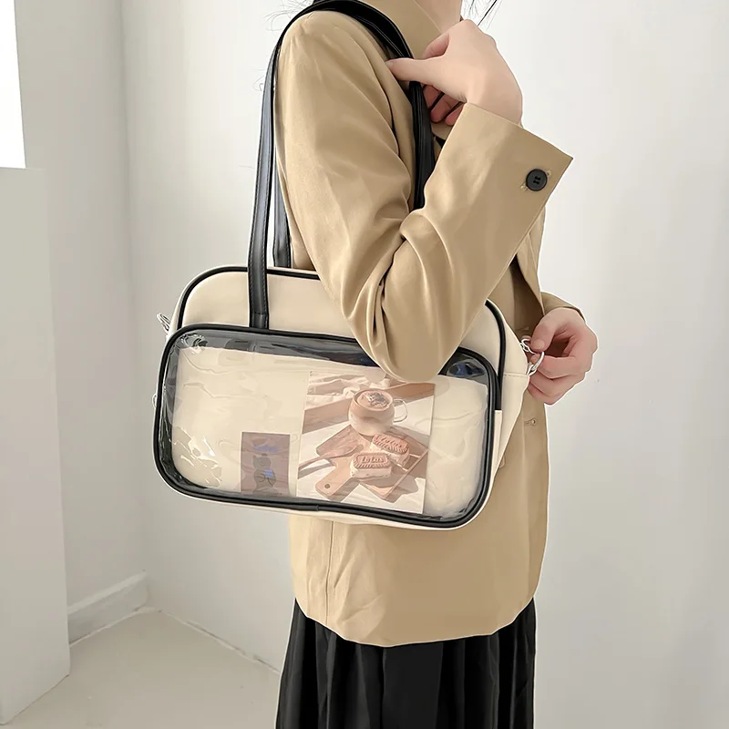 Japonų Harajuku Transparent JK rankinės Soft PU Leather itabag women 2023 New Tote Bags Shoulder Bag ita bag crossbody bags Nuotrauka 4