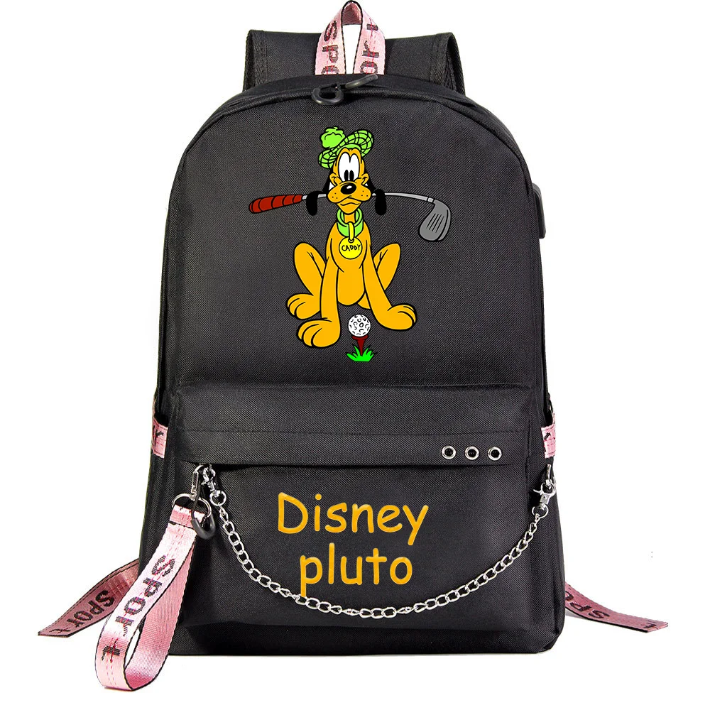 Disney Cartoon Pluto Dog USB kuprinė Mokyklinis krepšys Nešiojamas kompiuteris Kuprinė Moterys Vyrai Kuprinė Kelioninės dieninės kuprinės Grandininė kuprinė Mochilas Nuotrauka 3