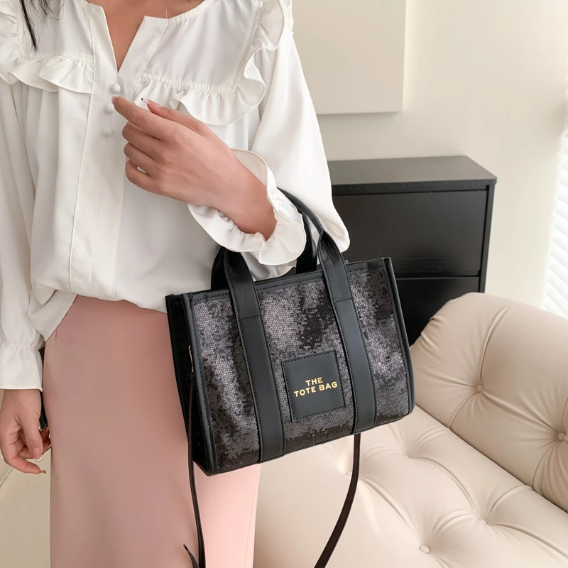 Fashion Women Sequin Shoulder Ranks Luxury Designer Handranks Trendy Bag Woman New Tote Bag Female Crossbody Shopper Nuotrauka 0