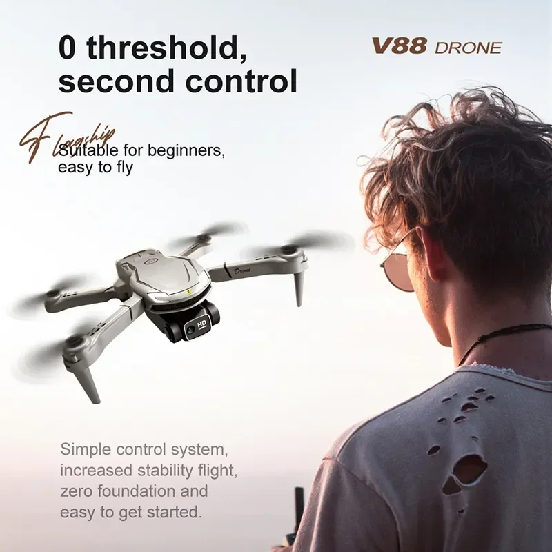 V88 Drone 4K Drone 8K Dual HD kamera Profesionalus kliūčių vengimas Bešepetėlinis variklis Sulankstomas kvadrokopteris Dovanų žaislai Nuotrauka 4