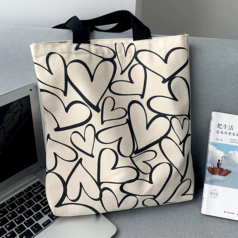 Meilės raštas Kelionių drobės Krepšys Korėjos stiliaus didelės talpos žinutės Paprastas krepšys užtrauktukui Drobės krepšys Kelionė lauke Nuotrauka 2