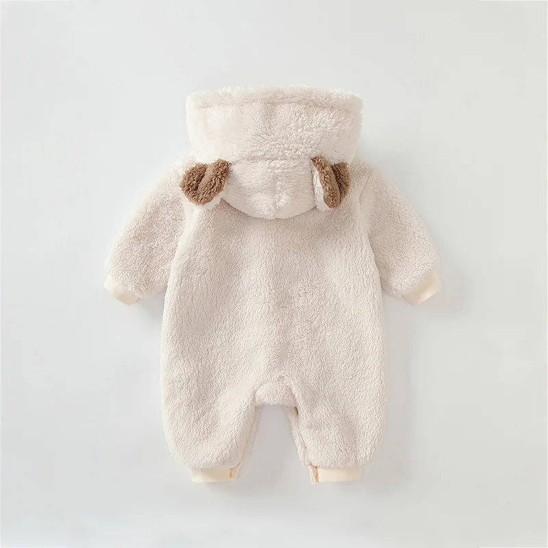 Winter Baby Romper Animacinis filmas Gyvūnų siuvinėjimo drabužiai berniukams Mergaitėms Minkštas pliušinis kombinezonas su gobtuvu Mažylio Onesie kūdikių apranga Nuotrauka 1