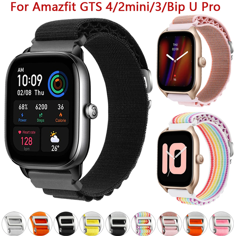 band for Amazfit GTS 4/2/2e/3/GTS2 Mini/GTR 42mm sportinio laikrodžio apyrankė Amazfit Bip U3 Pro dirželis 20mm nailoninio išmaniojo laikrodžio juosta Nuotrauka 0