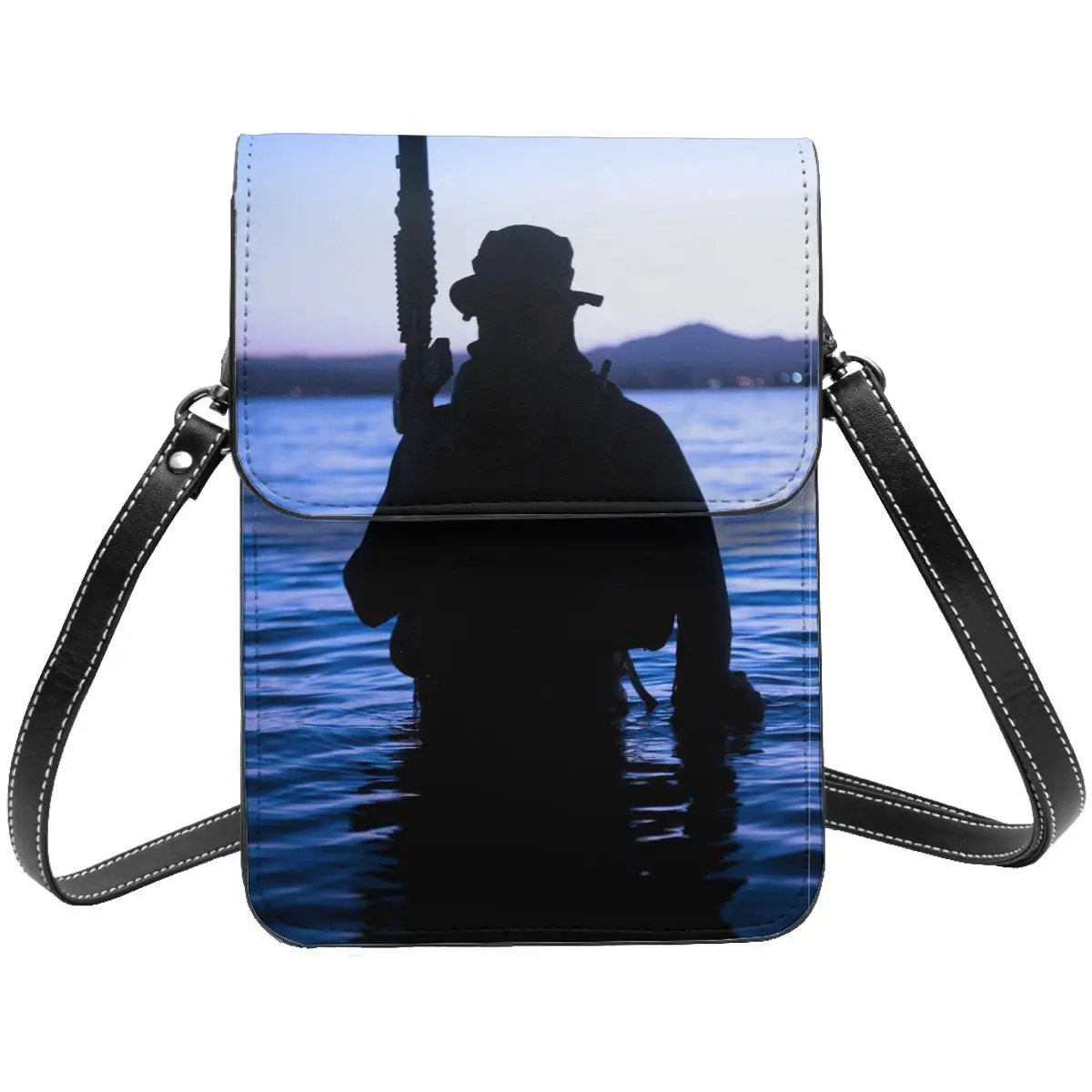 Navy Seals Shoulder Bag Veterans Day Outdoor Leather Mobile Phone Bag Student Bulk Vintage Bags Nuotrauka 0