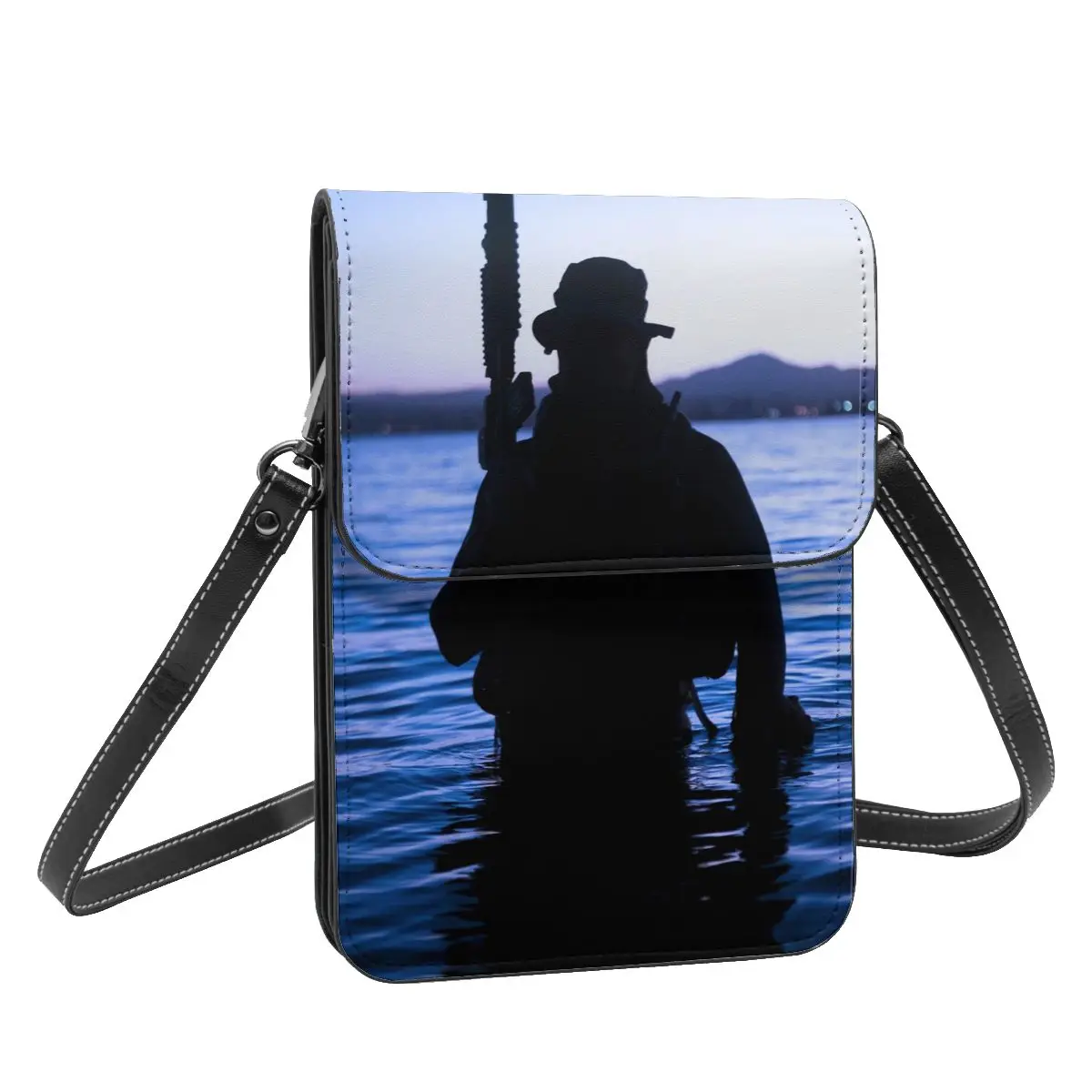 Navy Seals Shoulder Bag Veterans Day Outdoor Leather Mobile Phone Bag Student Bulk Vintage Bags Nuotrauka 1
