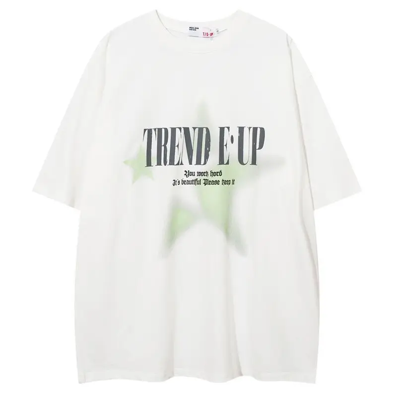 American Harajuku Fashion Personality gatvės apranga Trumpomis rankovėmis Y2K Retro Hip Hop Vyrai ir moterys Grafiniai marškinėliai laisvas viršus Nuotrauka 2