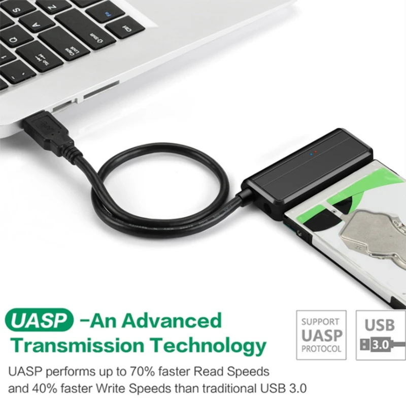 T38 HDD adapterio kabelis USB į SATA 5Gbps 2.5 / 3.5 colių suderinamas standžiojo disko duomenų kabelis USB 3.0 standžiojo disko adapteris Nuotrauka 1