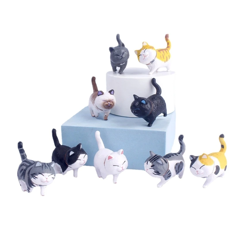 Mielos mini PVC gyvūnų miniatiūros Kačių figūrėlės Žaislas Mikro peizažo papuošalai M76D Nuotrauka 1