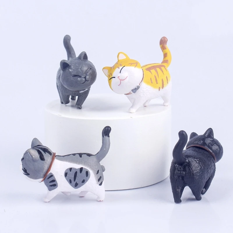 Mielos mini PVC gyvūnų miniatiūros Kačių figūrėlės Žaislas Mikro peizažo papuošalai M76D Nuotrauka 3