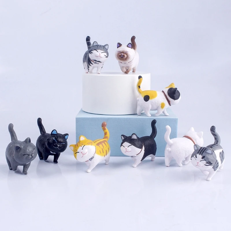 Mielos mini PVC gyvūnų miniatiūros Kačių figūrėlės Žaislas Mikro peizažo papuošalai M76D Nuotrauka 4