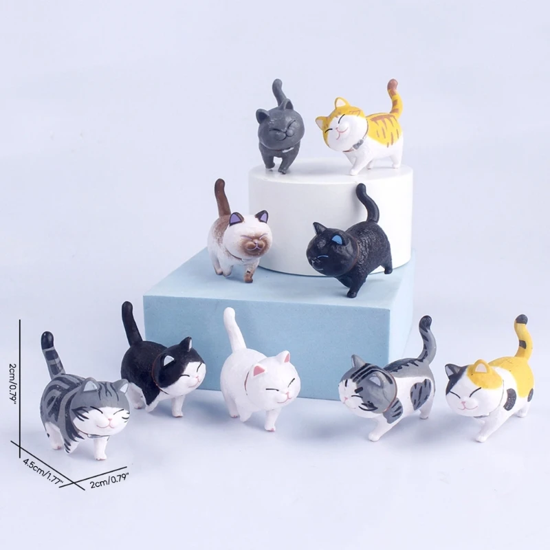 Mielos mini PVC gyvūnų miniatiūros Kačių figūrėlės Žaislas Mikro peizažo papuošalai M76D Nuotrauka 5