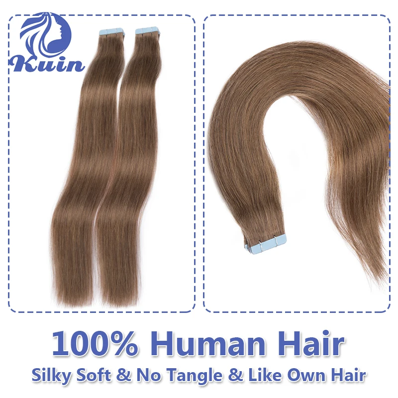 Tiesi juosta plaukų priauginime Dvipusiai lipnūs žmogaus plaukai 2.5g/pc 20vnt/pakuotėje Juosta plaukuose Natūralūs besiūliai odos ataudai Nuotrauka 2