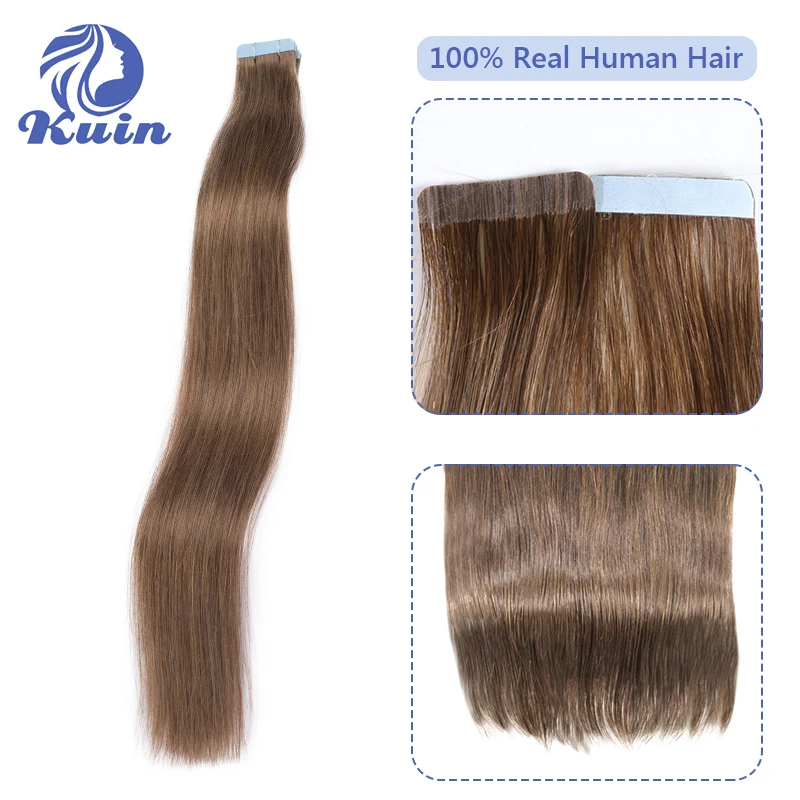 Tiesi juosta plaukų priauginime Dvipusiai lipnūs žmogaus plaukai 2.5g/pc 20vnt/pakuotėje Juosta plaukuose Natūralūs besiūliai odos ataudai Nuotrauka 5