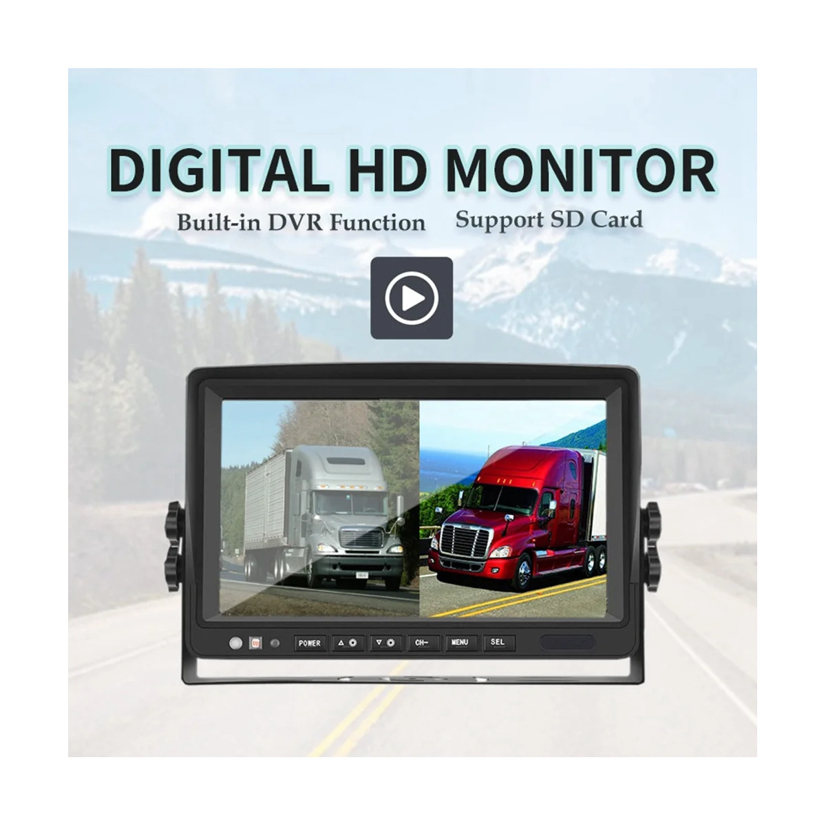PZ607-W-2D 7,0 colių belaidis skaitmeninis garso ir vaizdo atskiras atbulinės eigos automobilio monitorius Nuotrauka 1
