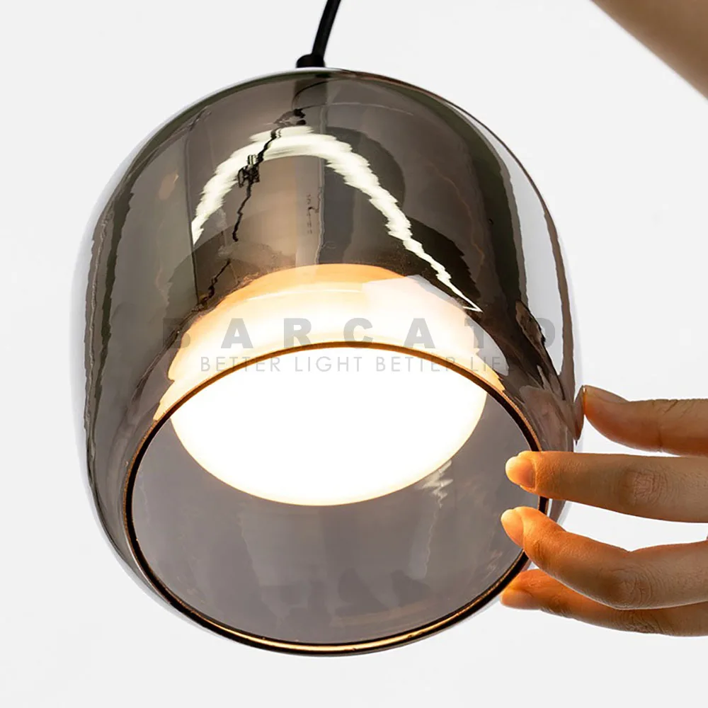 Modernūs LED stiklo pakabinami žibintai Dūmų pilka pakabinama lempa valgomajam Baras Vidaus dekoro apšvietimas Miegamojo lovos LED šviestuvas Nuotrauka 4