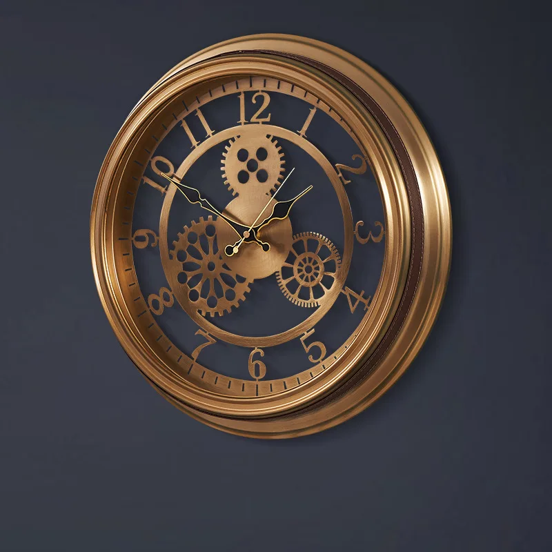 American Retro Gear Sieninis laikrodis Didelis modernus tylus sieninis laikrodis Namų dekoras Kūrybinis metalinis sieninis laikrodis Svetainės dekoravimas Nuotrauka 1