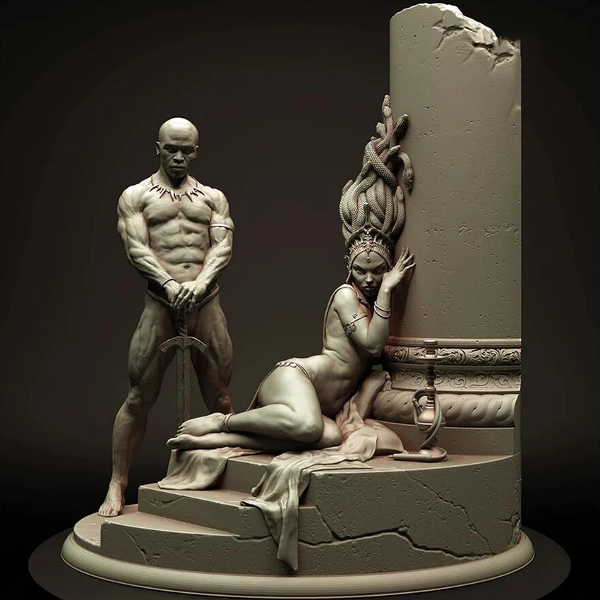 Derva 1/24 paveikslas senovės fantazijos figūrėlė apima bazinį modelį Unassambled Unpainted Figure Building Kit Nuotrauka 0