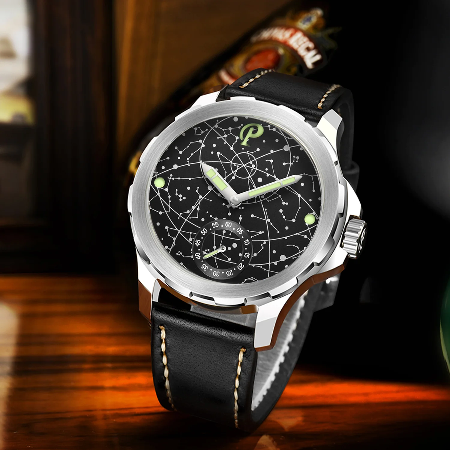 New Fashion Parnis 44mm sidabrinis dėklas Šviečiantis vyriškas laikrodis Safyro stiklo rankomis apvyniojami mechaniniai rankiniai laikrodžiai 2023 m. populiariausias prabangus prekės ženklas Nuotrauka 1