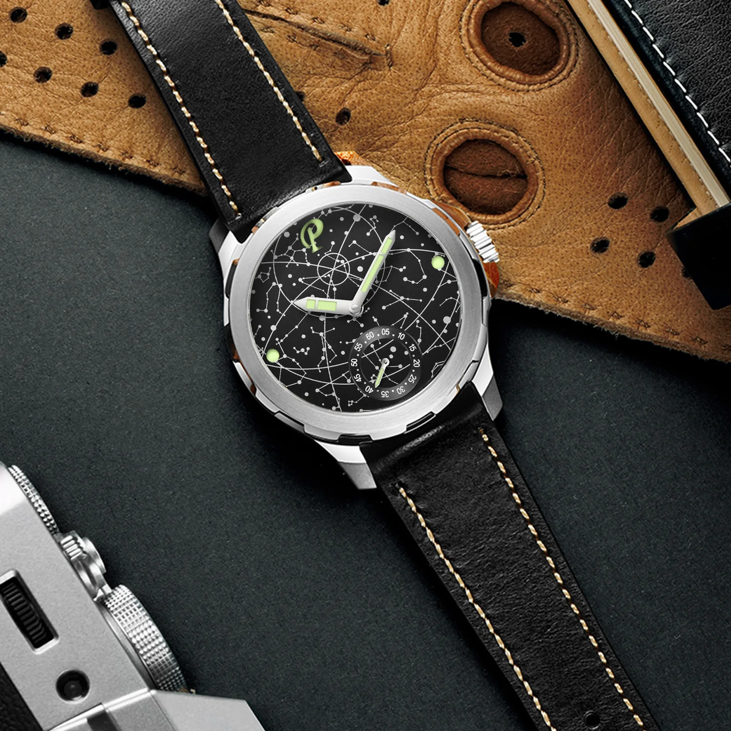 New Fashion Parnis 44mm sidabrinis dėklas Šviečiantis vyriškas laikrodis Safyro stiklo rankomis apvyniojami mechaniniai rankiniai laikrodžiai 2023 m. populiariausias prabangus prekės ženklas Nuotrauka 2